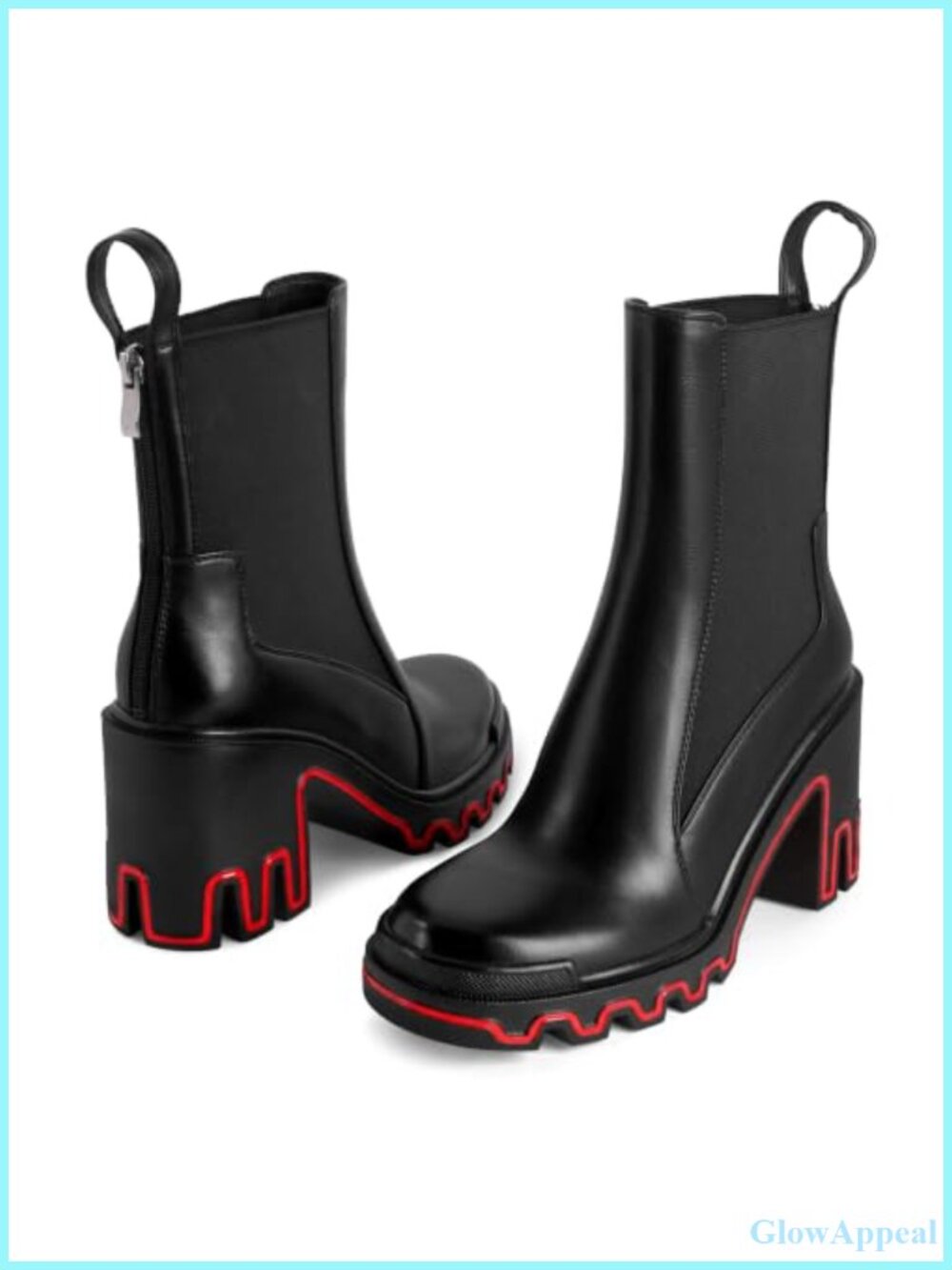 Womens Chelsea Ankle Boots Chunky Platform Faux Leather